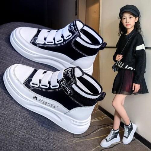 Children Girl High Top White Chunk Sports Shoes for Kids Boys Girls Students Platform Sneakers 5 6 7 8 9 10 11 12 13 14 Years
