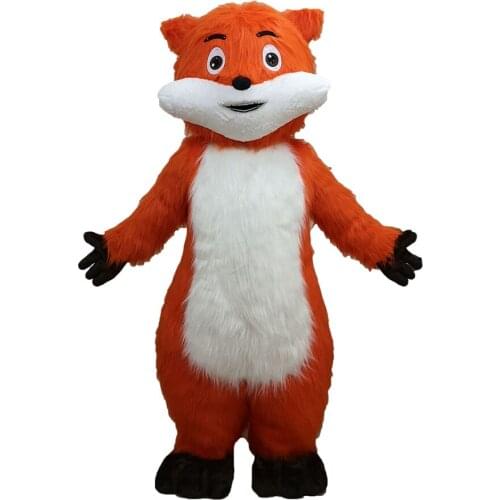 Full Body Long Plush Hair Fox Mascot Costume for Event Party Funny Animal Character Mascots Design and Production Cosplay Suit