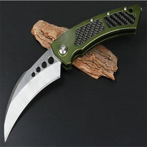 MT A20 Hawk Side Opening Knife 5cr15 Sharp Blade Aviation Aluminum+Fine nlaid Carbon Fiber Handle Hunt Camp Survival Pocket Tool