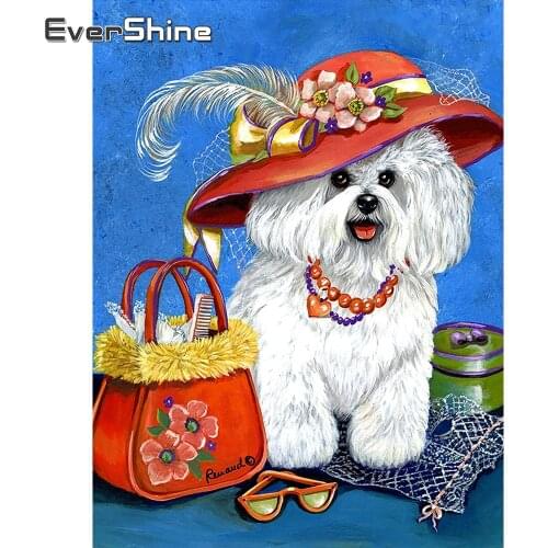 EverShine Diamond Painting Dog 5D Full Drill Square Diamond Embroidery Animal Picture Rhinestones Mosaic Decor For Home