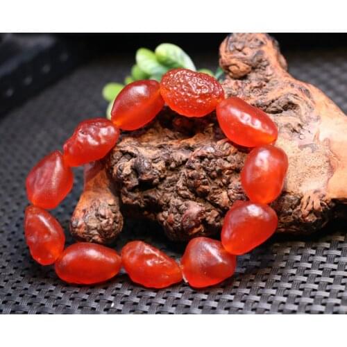 Collectible Treasure Magic Chinese Red Alashan Gobi Candy Bead Desert Agate Bracelet Cool Pattern