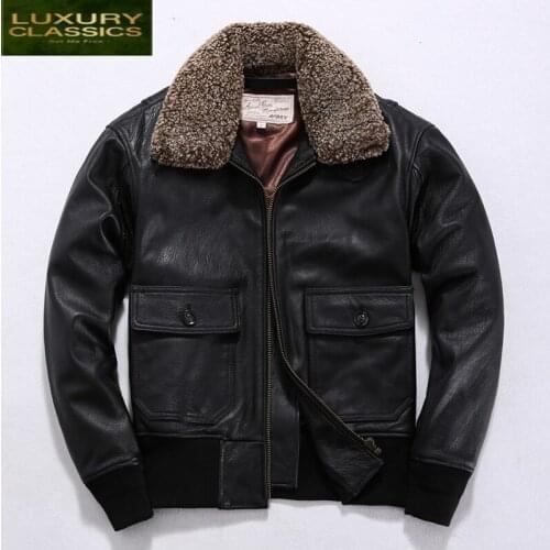 Leather Winter 100% Real Coat Men Autumn Clothes 2021 Streetwear Natural Fur Collar Genuine Cow Leather Jacket Top LW2376