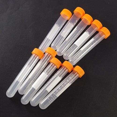 100pcs 10ml Lab PP Centrifuge Tube Round-bottom With Cap EP Tube PCR Tube Sample Specimen Laboratory