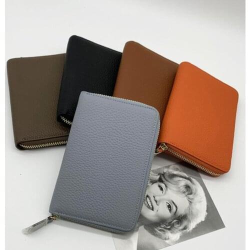 LOMANTINA High Quality Soft Cow Leather Business Card Holder Passport Package Credit Card ID Holders Brand Zipper Coin Wallets