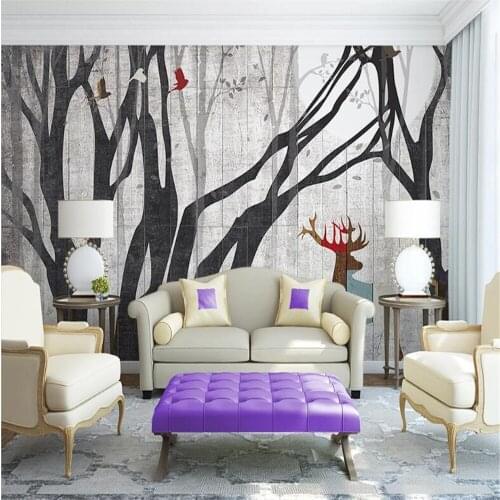 Milofi custom 3D large-scale mural non-woven abstract wood wood grain Nordic background wall decoration painting photos