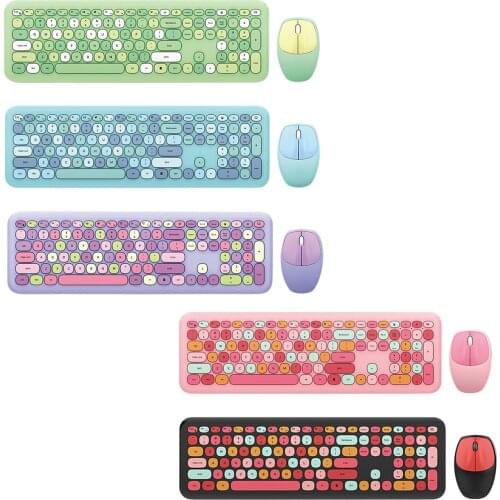 Mini Lovely Multicolor USB Wireless Keyboard with Mouse Set for Girls