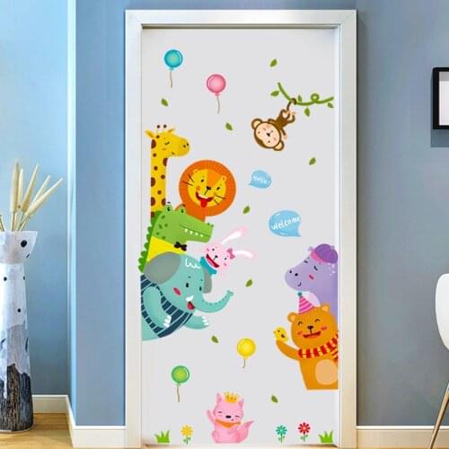 Cartoon Cute Animals Door stickers Anime Wall Stickers for Kids Room living room Decorative Stickers Wall Decals Home Decor PVC