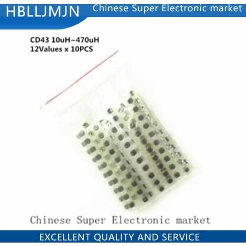4x4x3mm CD43 SMD Power Inductor Kit For BOURNS SDR0403 Series 10uH~470uH ,12Values x 10PCS=120PCS