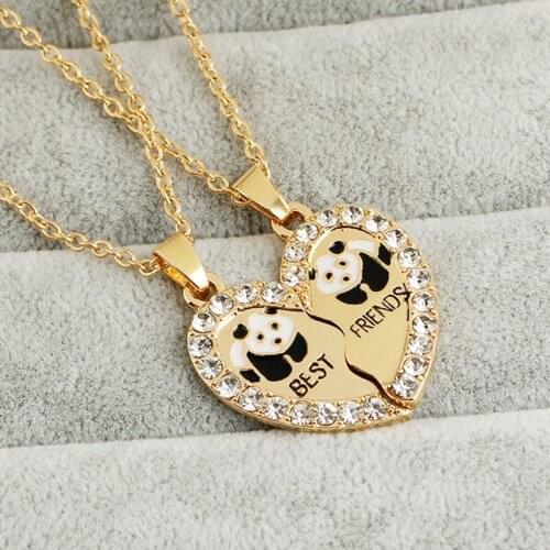 New 2 PCS/Set Animal Best Friends Friendship Couple Two Parts Pendant Necklace Best Gifts For Men Women BFF Jewelry Wholesale