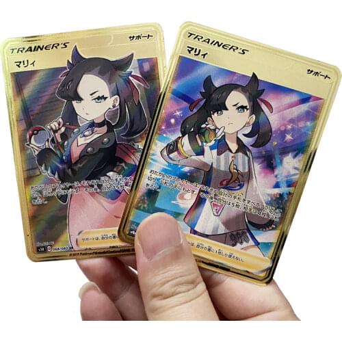 2021 New Pokemon Cards Gold Metal V Card Charizard Venusaur Blastoise Tag Team Golden Vmax Cartas Trainers Lillie Rosa Game Toys