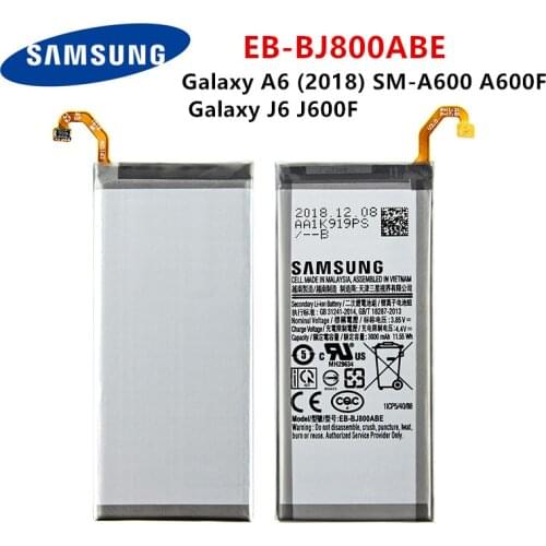 SAMSUNG Orginal EB-BJ800ABE 3000mAh Battery For Samsung Samsung Galaxy A6 (2018) SM-A600 A600F For Galaxy J6 J600F Mobile Phone