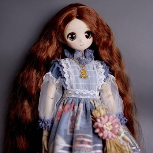 New Arrival 1/3 1/4 1/6 1/8 High Temperature Wire Long Wavy BJD Doll Hair Wig For Toy