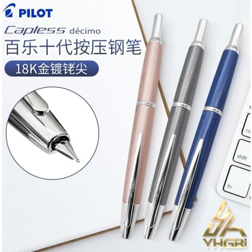 Pilot Pen Capless Fountain Pen Decimo Original 18K Gold Nib Ink Pen FCT-15SR Set of Pens Stationery Goods for Writing