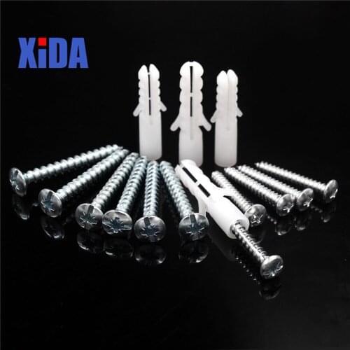 100pcs Plastic expansion pipe M10*50mm M12*60mm rubber plug plastic pipe nylon column expansion screw anchor plug wall plugs