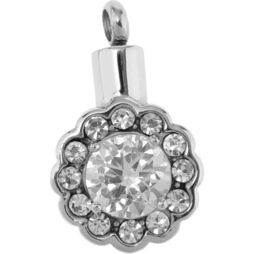 Rhinestone Flower Urn Ashes Holder Pendant Memorial Keepsake Charms