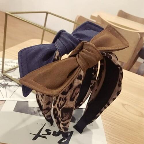 New Fashion Women Leopard print new minimalist fabric color bow wide-brimmed hairband headband hair ladies hair accessories