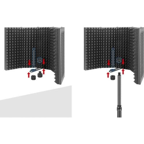 Adjustable 5 Panel Microphone Isolation Shield Foldable Professional Recording Foam Panel Shield for Recording Broadcast