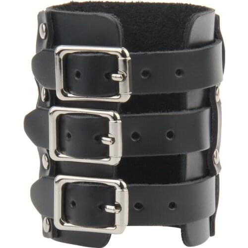 Fashion Punk Unisex Knight Biker Wide Leather Bracelet Buckle Bangle Wristband