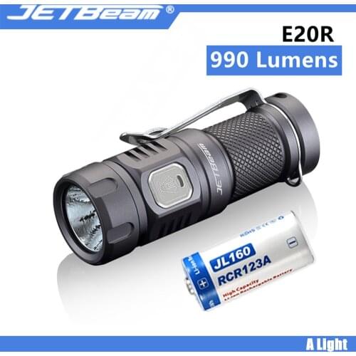 JETBeam E20R LED Flashlights SST40 N4 BC 990 Lumen Micro USB Rechargeable Flashlight for Outdoor Sports Search