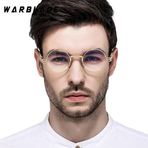 Vintage Round Eyewear Frames Gold Metal Clear Lens Glasses Men Women Cool Steampunk Style Optical Glasses Original Bags