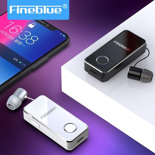 Fineblue F2 Pro bluetooth 5.0 aluminum alloy retractable call vibration Bluetooth earpiece 12 hours music call Bluetooth headset
