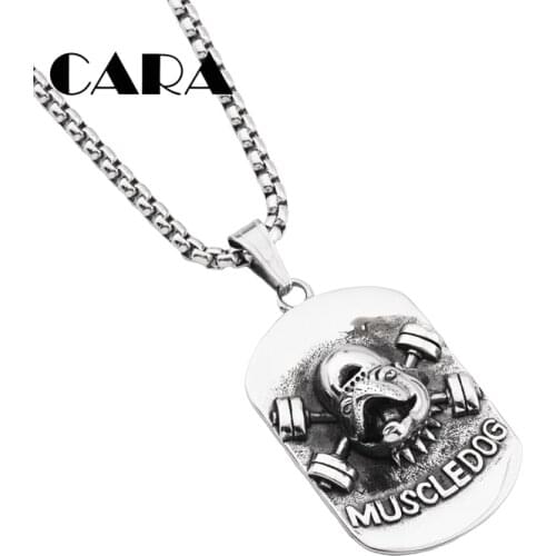 Top quality 316 stainless steel Muscle Dog Necklace pendant Gym bodybuilding necklace mens fashion hip hop Jewellery CAGF0464