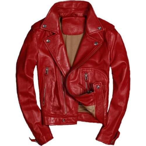 Automotive Sheepskin Genuine Leather Jackets For Female Black Red Real Leather Jacket Women Brand Clothing 3XL Streetwear A582