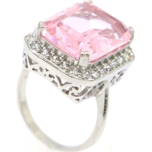 14x12mm Romantic Created Purple Amethyst CZ Gift For Sister Jewelry Making Silver Rings