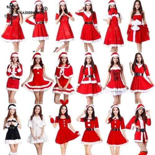 New Fashion Cosplay Santa Claus Women And Girls Costume Dress Cosplay Chrismas Clothing Stage Show Sexy Red COS Robe Gowns
