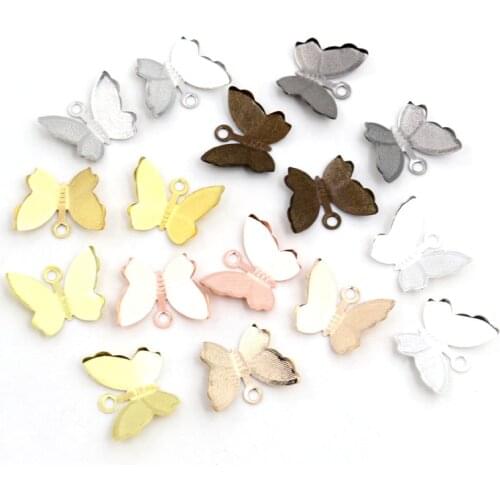100pcs 11mmx13mm Metal Copper Butterfly Filigree Wraps Connectors Charm DIY Jewelry Accessories Findings Supplies For Jewelry