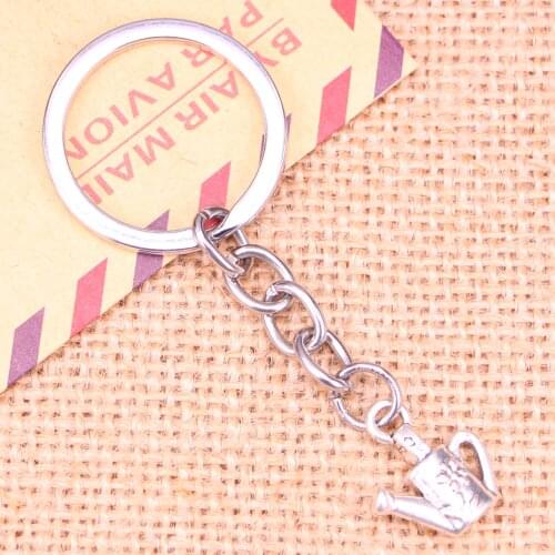 20pcs New Fashion Keychain 18x15mm watering can gardening Pendants DIY Men Jewelry Car Key Chain Ring Holder Souvenir For Gift