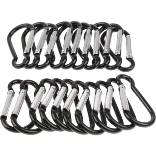 20 pcs Pack Outdoor Carabiner Climbing Calabash Shape Keychain Aluminum Locking Hooks for Hiking Wire Diameter 3.7