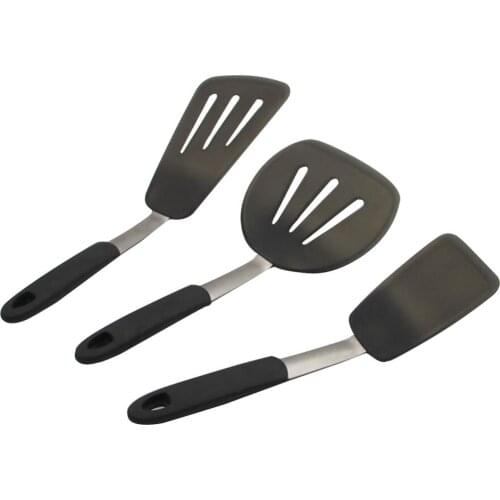 3pcs/set Silicone Turner Spatula Set Heat-Resistant Flexible Rubber Spatulas Food Grade Stainless Steel