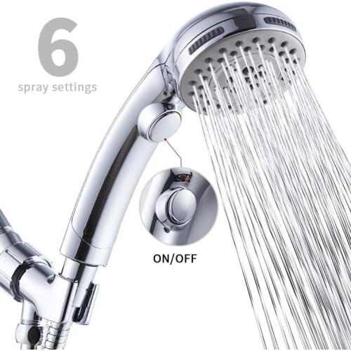 5 Modes High Pressure Shower Head One-Button Water Stop Hand Held Powerful Nozle Spray Shower Head Bathroom Hardware Appliances