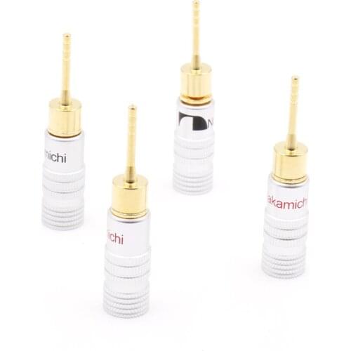 8Pcs High Quality New 24K Gold Speaker Pin Angel 2mm Banana Plugs Speaker wire Screw Lock Connector