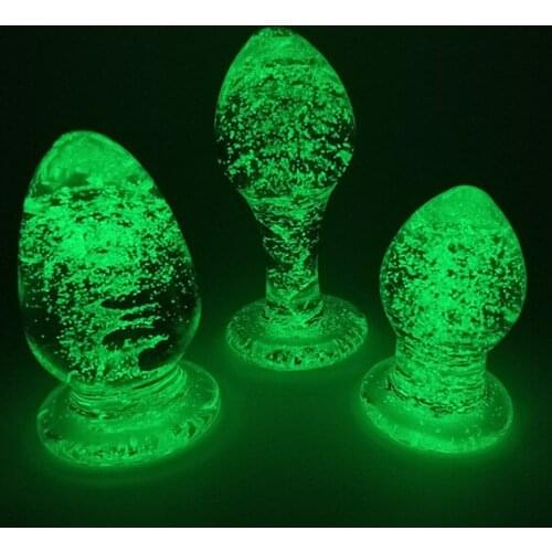 G-spot anal plug with smooth luminous glass sexy anal plug for female couples