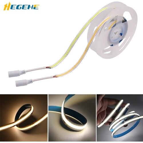DC 12V 24V COB Led Strip Dimmable Flexible Lights 384Leds/m High Density cob LED Light Strips Ribbon Diode 0.5m 1m 2m 3m 4m 5m