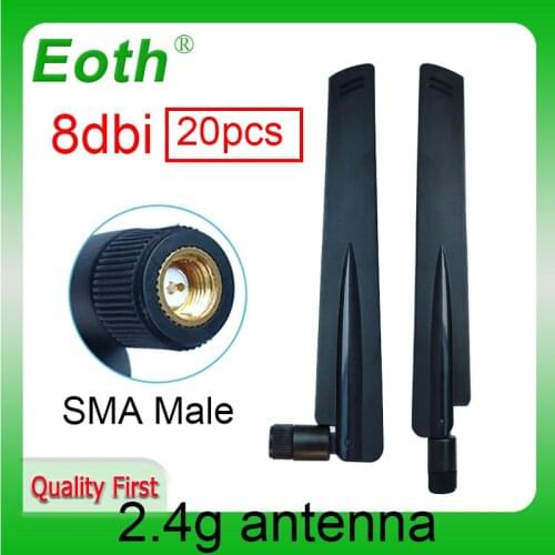 20pcs 2.4GHz Antenna wifi real 8dBi SMA male 2.4 ghz antena wi fi antenne Aerial antennas antenas for Wireless wi-fi Router