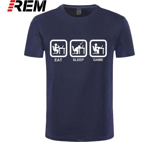 REM New Fashion Eat Sleep Game XBOX Gamer Funny T-shirt Men Humor Casual Printed College Mens Short Sleeve T Shirt Brand Clothin