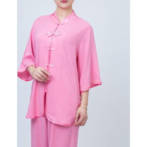 Summer 4color linen&cotton women taijiquan suit tai chi clothing martial arts wushu uniforms kung fu suits pnk/blue/purple