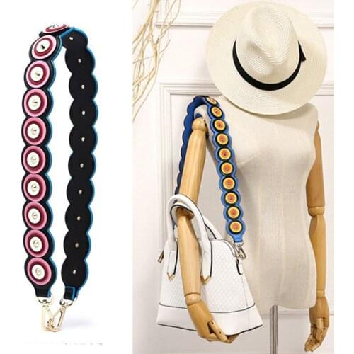 Fashion Colorful PU Leather Straps for Women Shoulder Bag Rivet Staps Handbag Handles Belt Bag Parts & Accessories 90cm