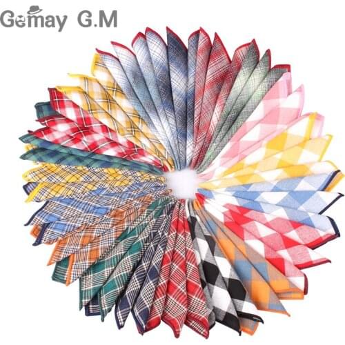 Fashion Cotton Pocket Square Mens Suits Hankies Plaid Handkerchiefs For Men Casual Square Handkerchief Towels For Party Scarves