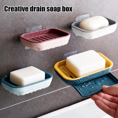 Wall Mounted No Drilling Soap Box with Drain Plate Self Adhesive Sponge Soap Holder Bathroom Accessories мыльница на присоске