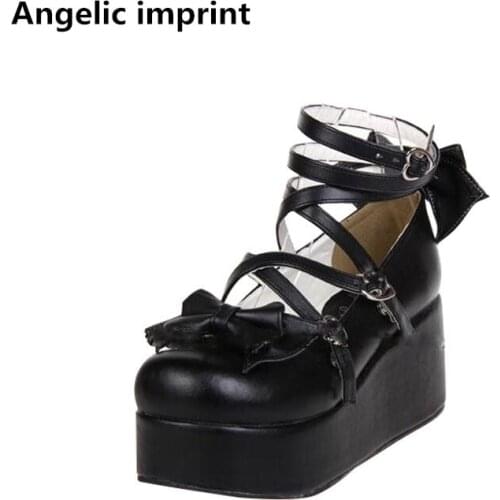 Angelic imprint new woman mori girl lolita cosplay shoes lady high heels pumps women princess dress party shoes 7cm 33-47 black