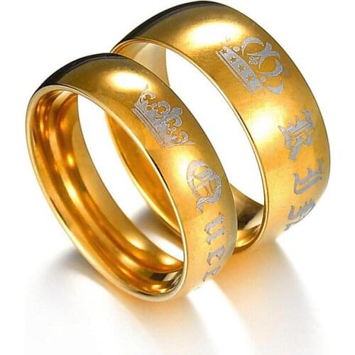2Pcs/set Stainless Steel Rings Men Women Lovers' Crown Pattern King And Queen Engagement Wedding Ring Wholesale Dropshipping