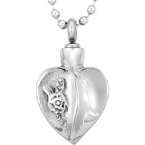Stainless Steel Openable Heart Cremation Ash Holder Pendant Necklace Jewelry