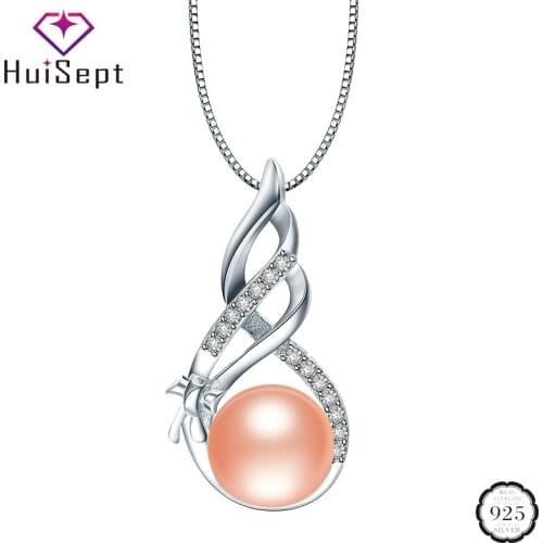 HuiSept Pearl Necklace Silver 925 Jewelry with Zircon Gemstone Pendant Accessories for Women Wedding Bridal Party Gift Wholesale