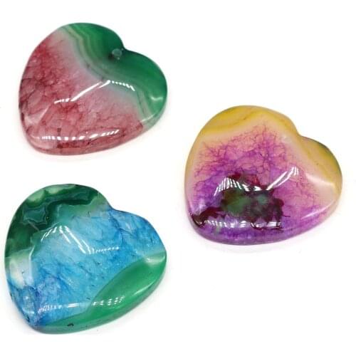 Natural Stone Pendants Heart Shape Agates Pendants for Jewelry Making DIY Accessories Fit Necklaces Bracelet size 38x38-40x40mm
