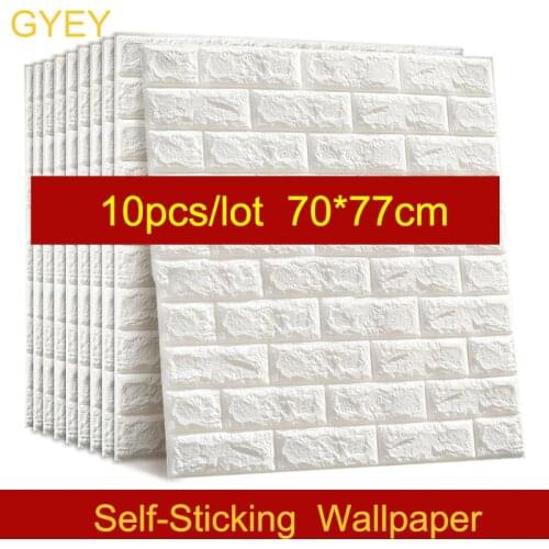 10PCS Self adhesive Waterproof TV Background Brick Wallpapers 3D Wall Sticker Living Room Wallpaper Mural Bedroom Decorative