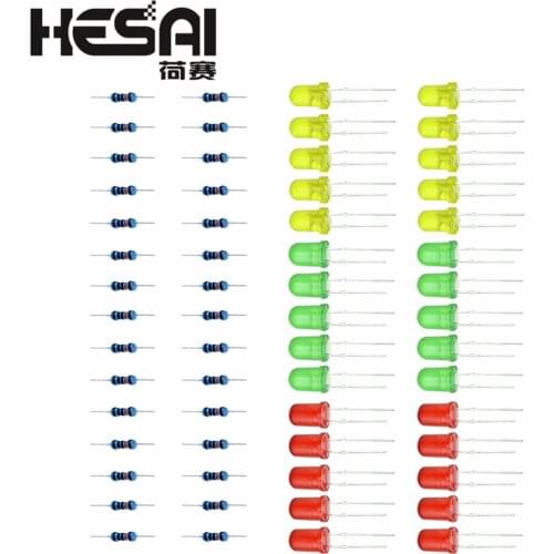 Three color Red Green Yellow LED Lamp experimental LED+ 100K resistance for arduino Diy Kit